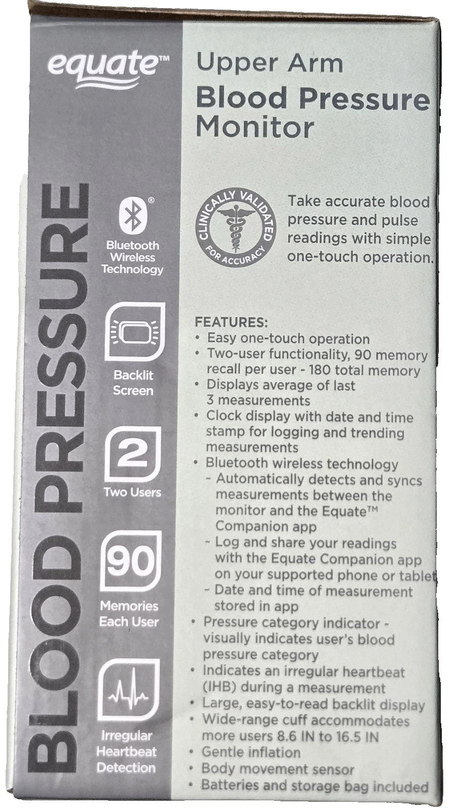 Equate 6000 Series Wireless Upper Arm Blood Pressure Monitor