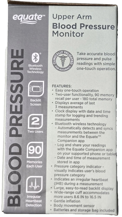 Equate 6000 Series Wireless Upper Arm Blood Pressure Monitor