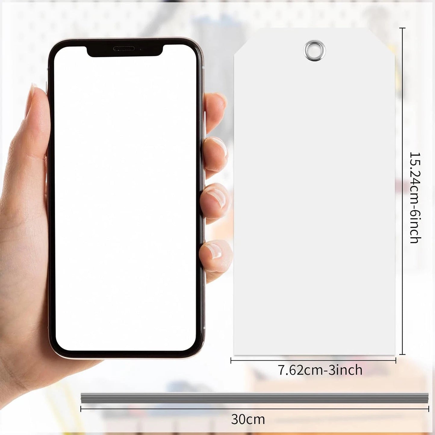 90 Pieces 3X6 Inch Large White Plastic Shipping Tags with String Heavy Duty