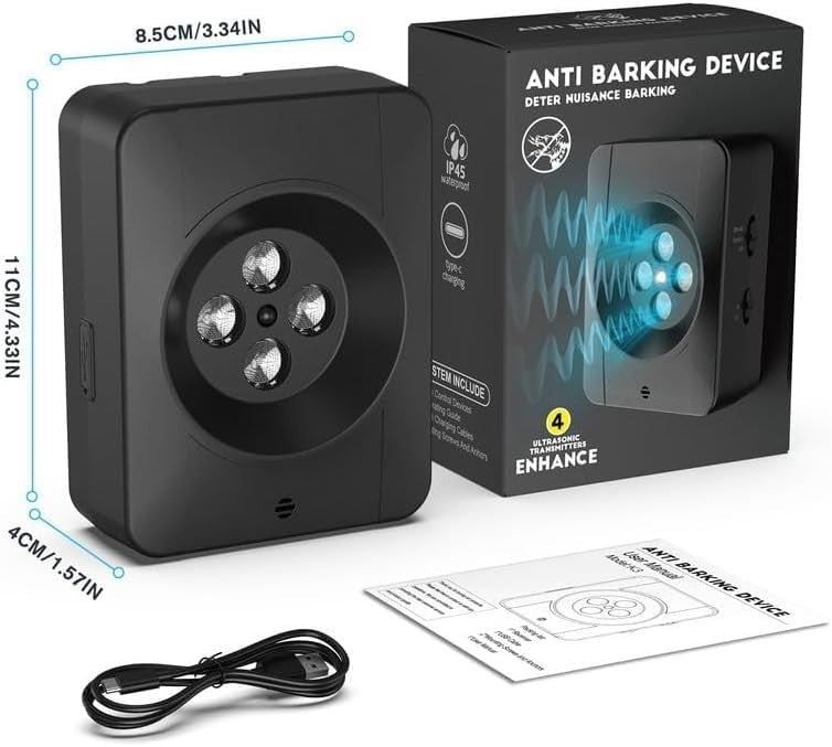 ANTI BARKING DEVICE Deter Nuisance Barking 4 Ultrasonic Transmitters ENHANCE