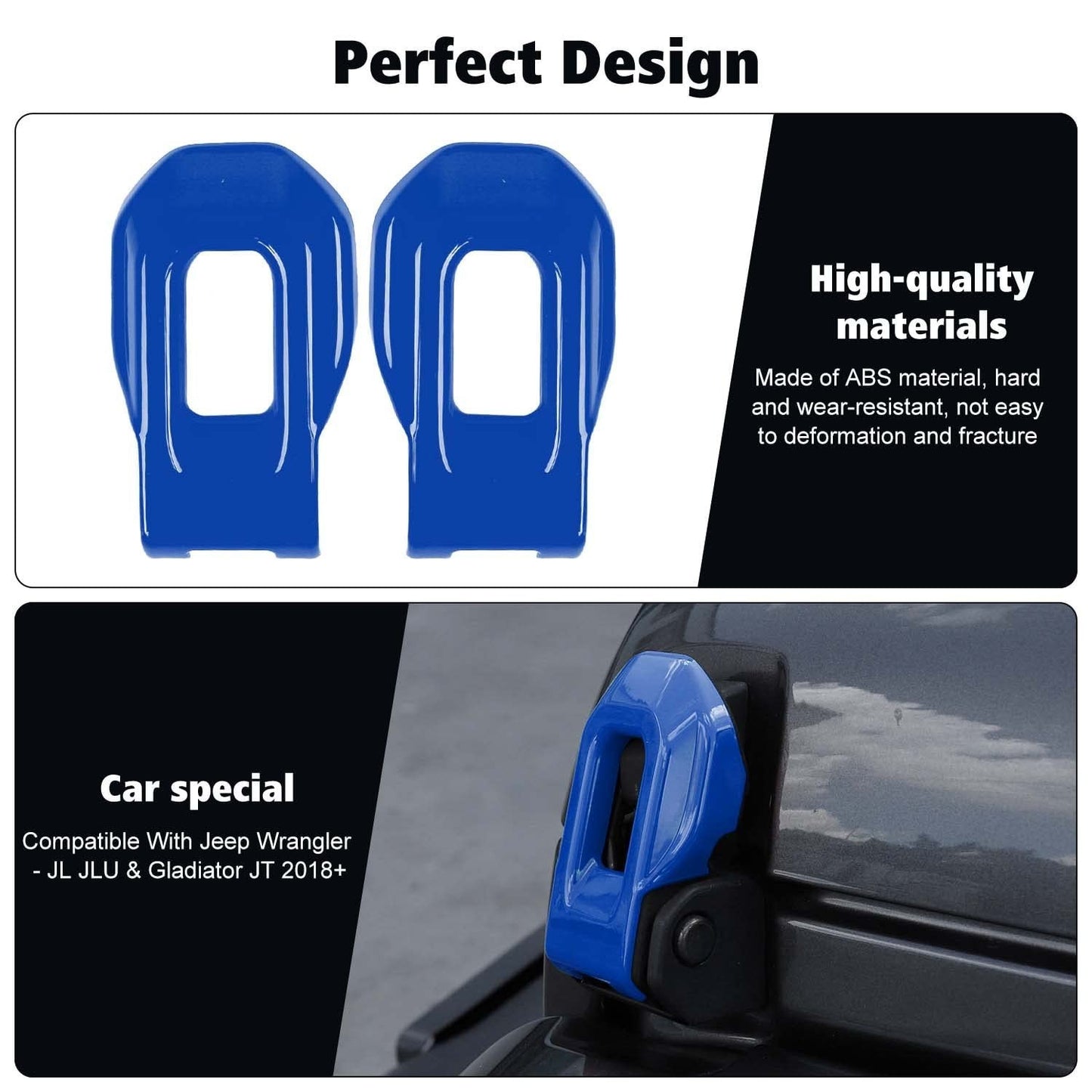 Hood Latch Lock Catch Brackets Cover for 2018+Jeep Wrangler JL JLU Gladiator JT